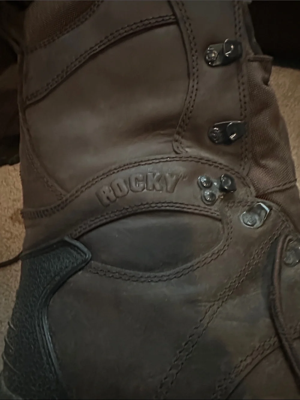 Rocky Men's Dark Brown Lace-Up Waterproof Work Boots